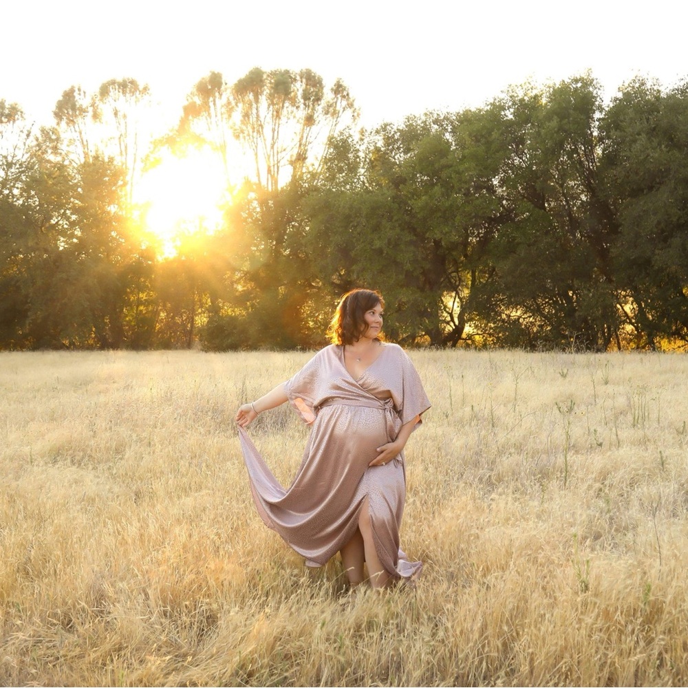 Elegant Gold Maternity Dress